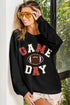 Game Day Letter Patches Loose Fit Sweatshirt Black