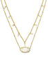 Elisa Gold Multi Strand Necklace Iridescent Drusy