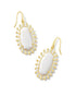 Dani Gold Color Burst Frame Drop Earrings in White Mother of Pearl