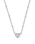 Mini Ari Heart Silver Satellite Short Pendant Necklace in Bubblegum Opal