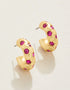 Chubby Hoop Earrings In Gold - Fuchsia Pink