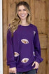 Football Queen Sequin Sweatshirt - Purple