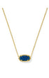 Kendra Scott Elisa Gold Necklace In Blue Drusy