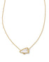 Cheer Short Necklace Gold White Mother of Pearl