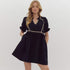 Kylie v-neck puff sleeve mini dress Black