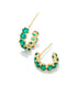 Kendra Scott Cailin Gold Huggie Earrings In Green Crystal