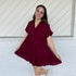 Brunchin' With Friends Linen Dress (Merlot)