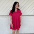 Brunchin' With Friends Linen Dress (Hot Pink)