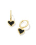 Ari Heart Gold Huggie Earring In Black Drusy