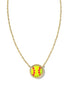 Kendra Scott Softball Short Gold Pendant Necklace In Chartreuse Magnesite