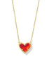 Ari Heart Short Gold Pendant Necklace In Red Illusion