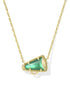 Kendra Scott Cheer Short Gold Pendent Necklace In Emerald Illusion