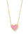 Ari Heart Short Gold Pendant Necklace In Pink Iridescent Glitter Glass