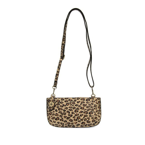 Leopard Print Crossbody Wristlet Clutch, Natural