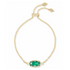 Kendra Scott Elaina Gold Adjustable Chain Bracelet In Emerald Cats Eye